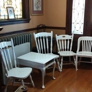 Pearl White Chairs and Table